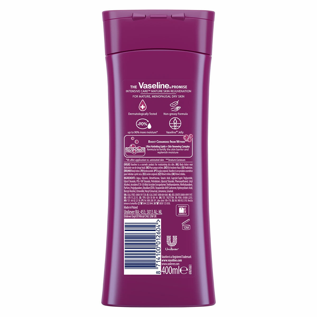 Vaseline mature skin rejuvenation body lotion 6 x 400ml (British brand)