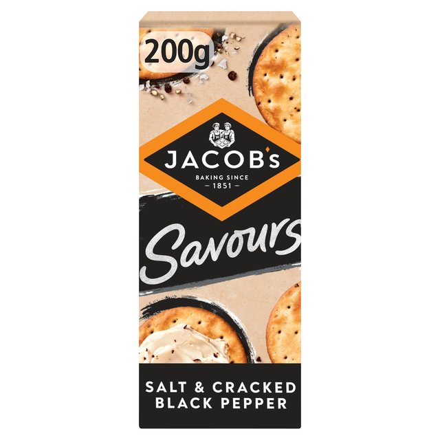 Jacob's Savours Bakes Salt & Cracked Black Pepper Crackers   200g GOODS M&S   