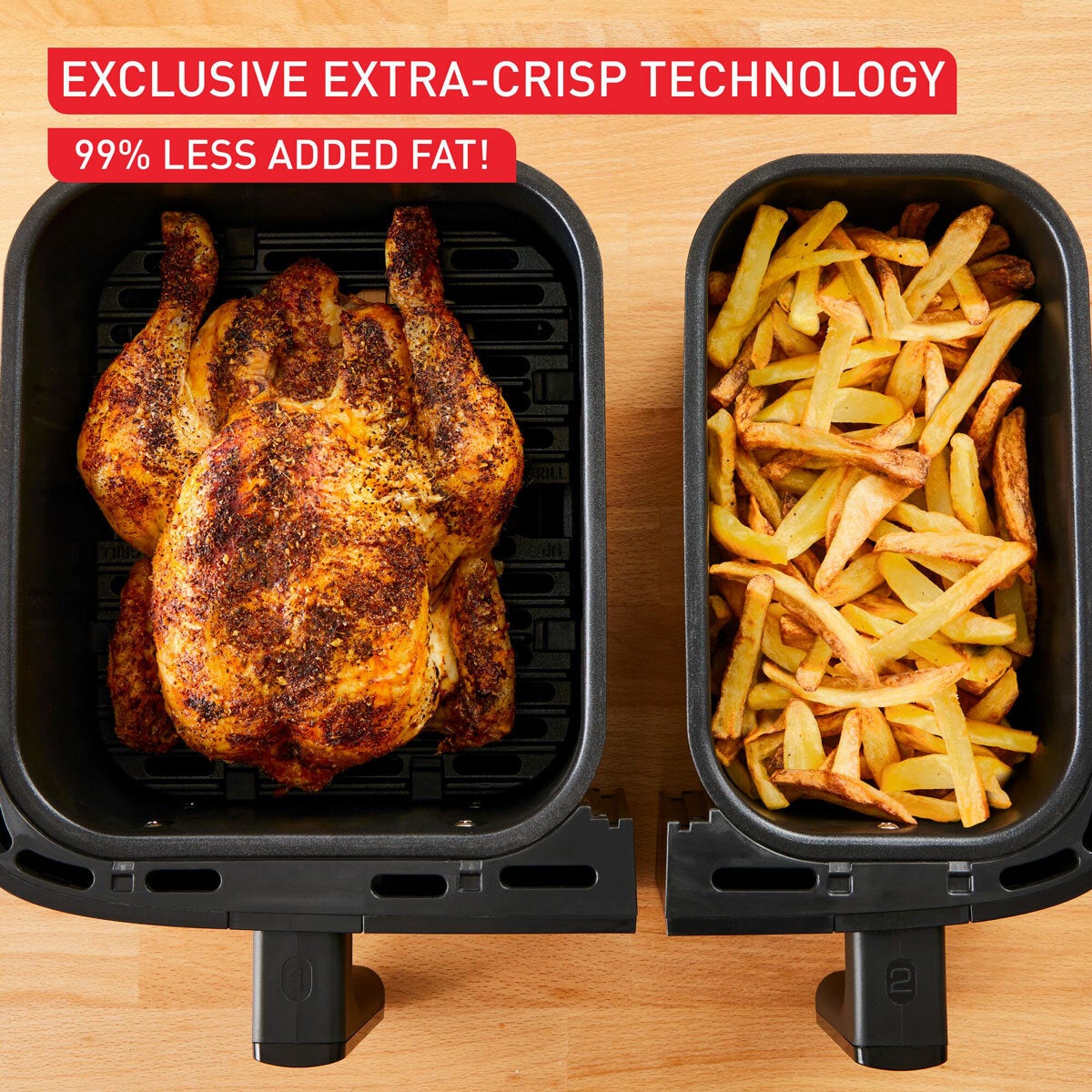 Tefal Easy Fry Essential Dual Air Fryer 8.3L, imported from the UK