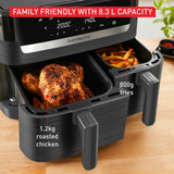 Tefal Easy Fry Essential Dual Air Fryer 8.3L, imported from the UK