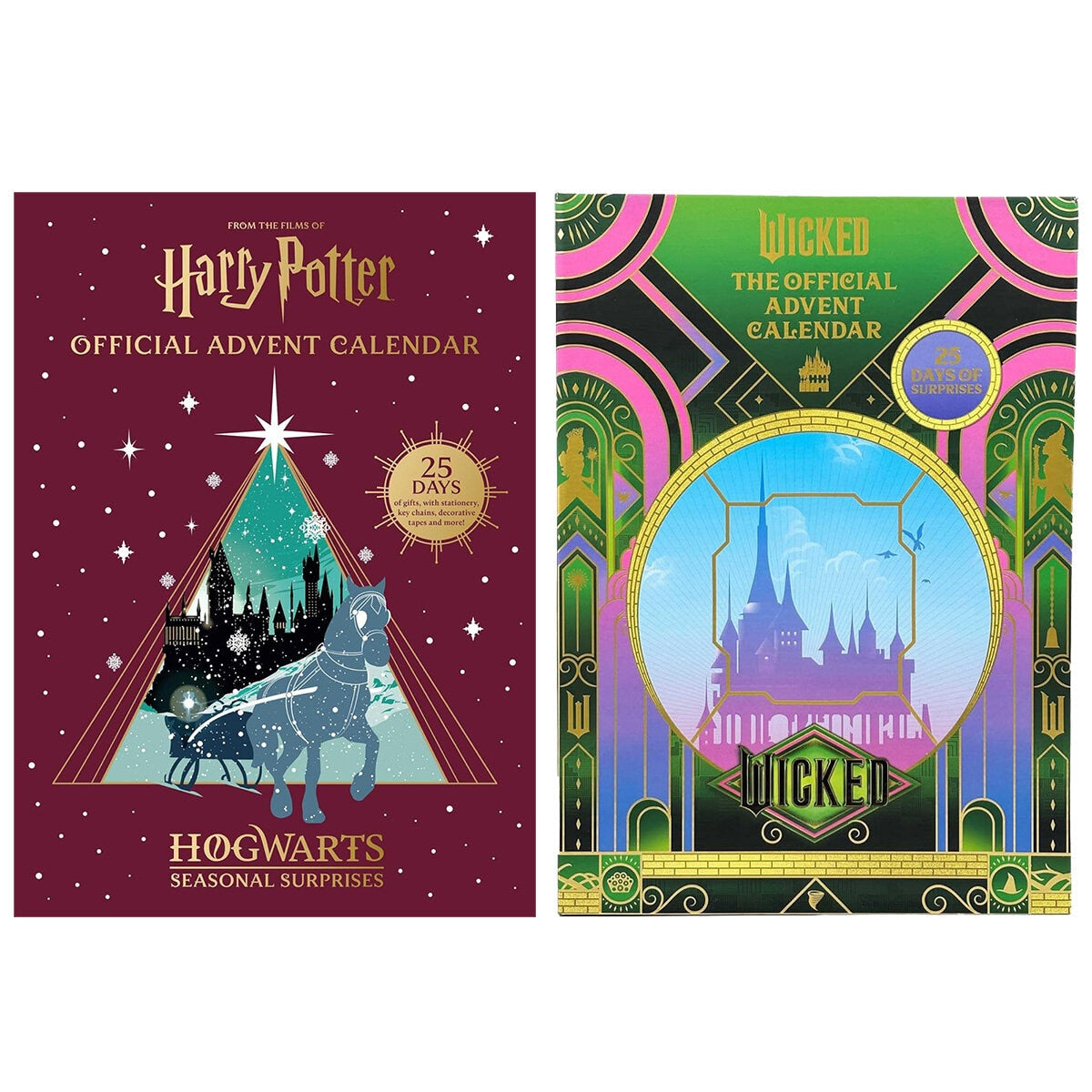 Harry Potter and Wicked advent calendars with 25 envelopes (British brand)