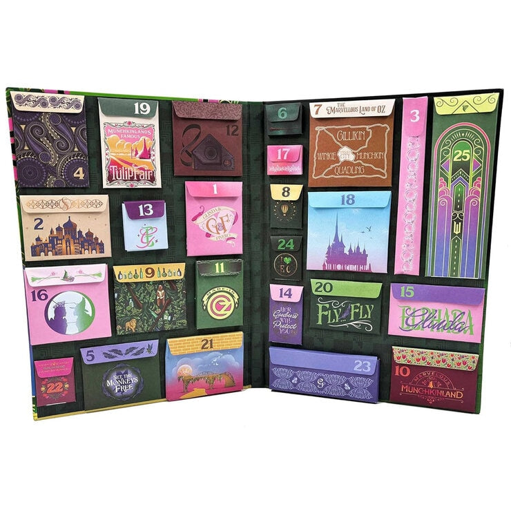 Harry Potter and Wicked advent calendars with 25 envelopes (British brand)