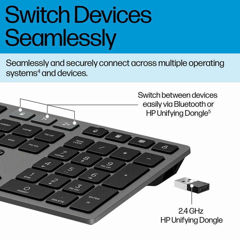 HP multi-device rechargeable keyboard and mouse combo - British product