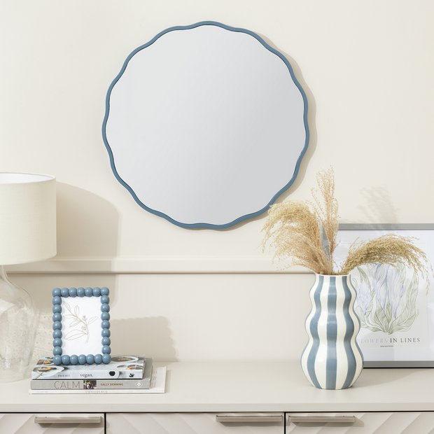 Habitat wavy wall mirror blue 50x50cm, imported from the UK