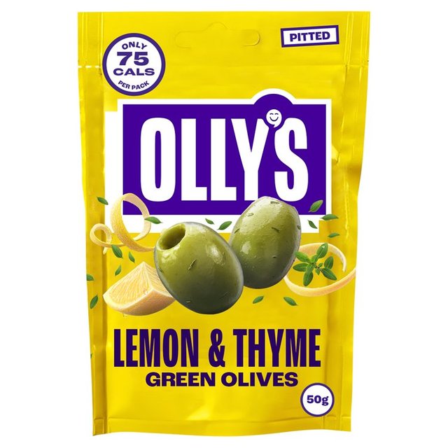 Olly's Olives Lemon & Thyme Green Halkidiki Olives - The Hippie   50g