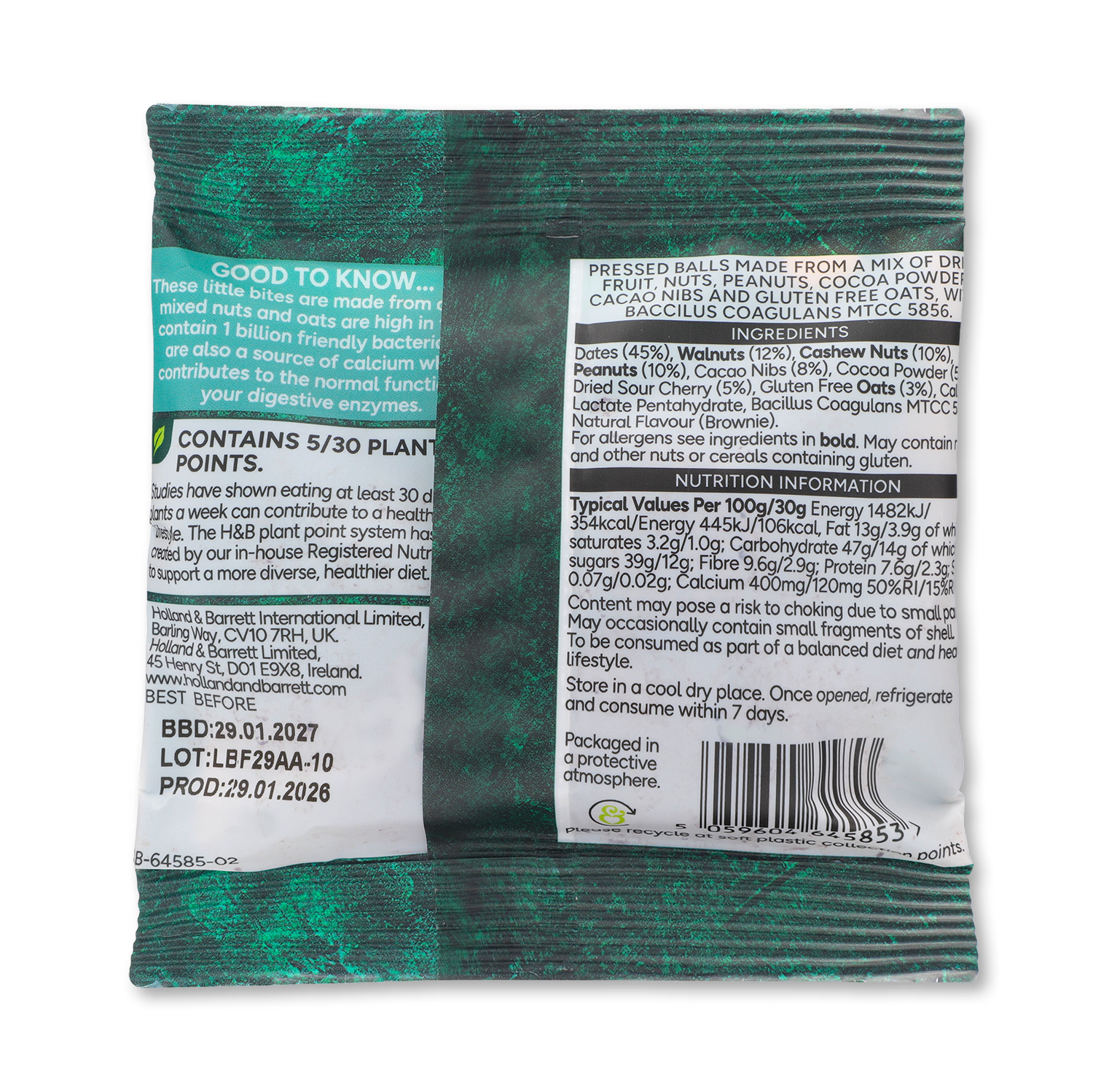 Holland & Barrett Brownie Bites with Benefits 30g - British product