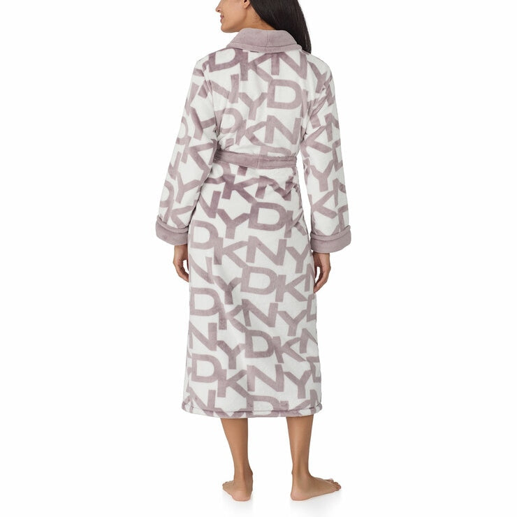 DKNY women's shawl collar long plush robe - British product