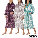 DKNY women's shawl collar long plush robe - British product