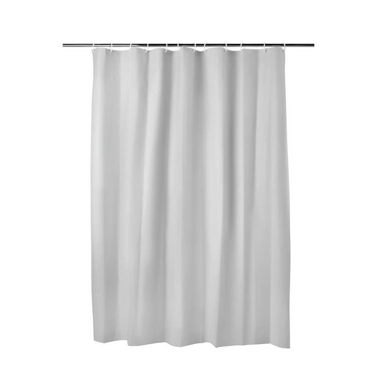 Argos grey PEVA shower curtain 180x180cm, UK version