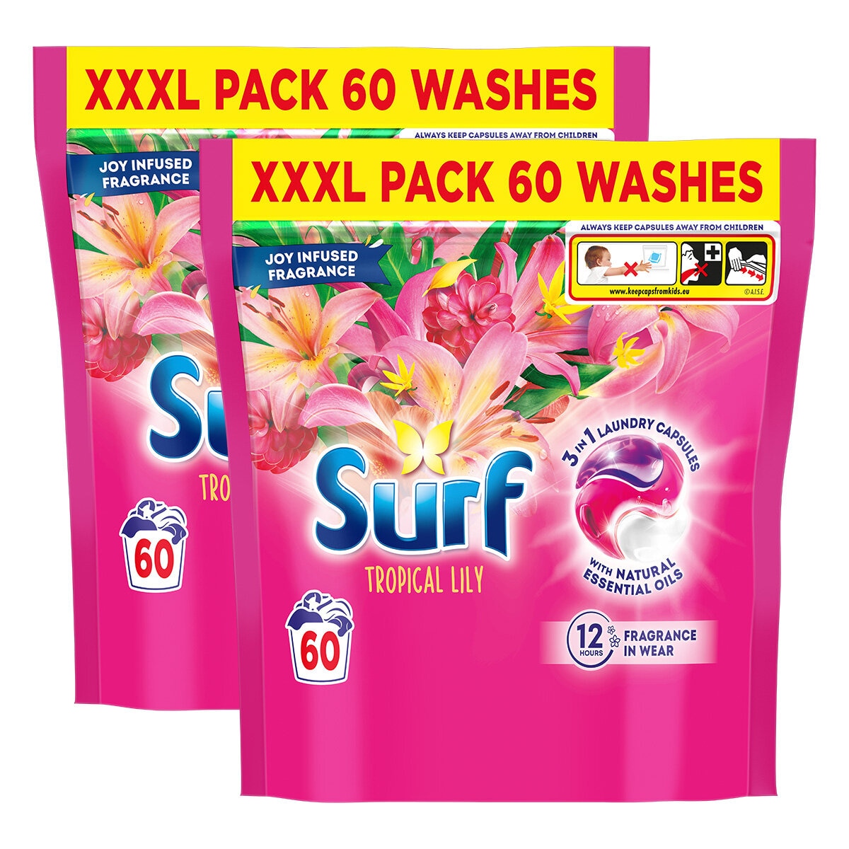 Surf laundry capsules 2x60 wash, imported from the UK