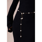 SVNX minimal pearl chain belt in gold, UK version