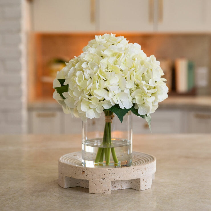 Nearly Natural faux white hydrangea in vase 30cm - British product