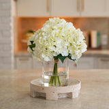 Nearly Natural faux white hydrangea in vase 30cm - British product