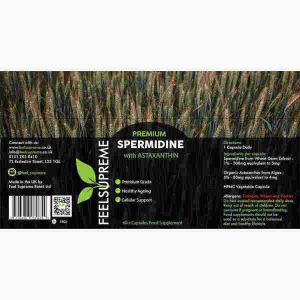 Feel Supreme spermidine with astaxanthin supplement 60 capsules - British product