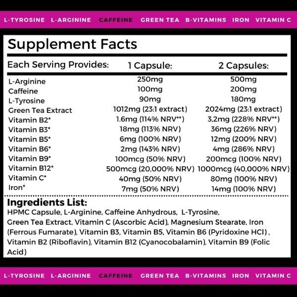 Nutripact Pre Workout vegan supplement 60 capsules (British brand)