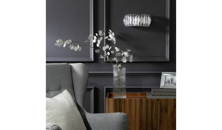 Argos Home Prism chrome wall light, clear faceted shade - British product