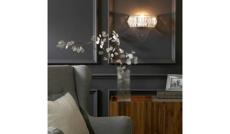 Argos Home Prism chrome wall light, clear faceted shade - British product
