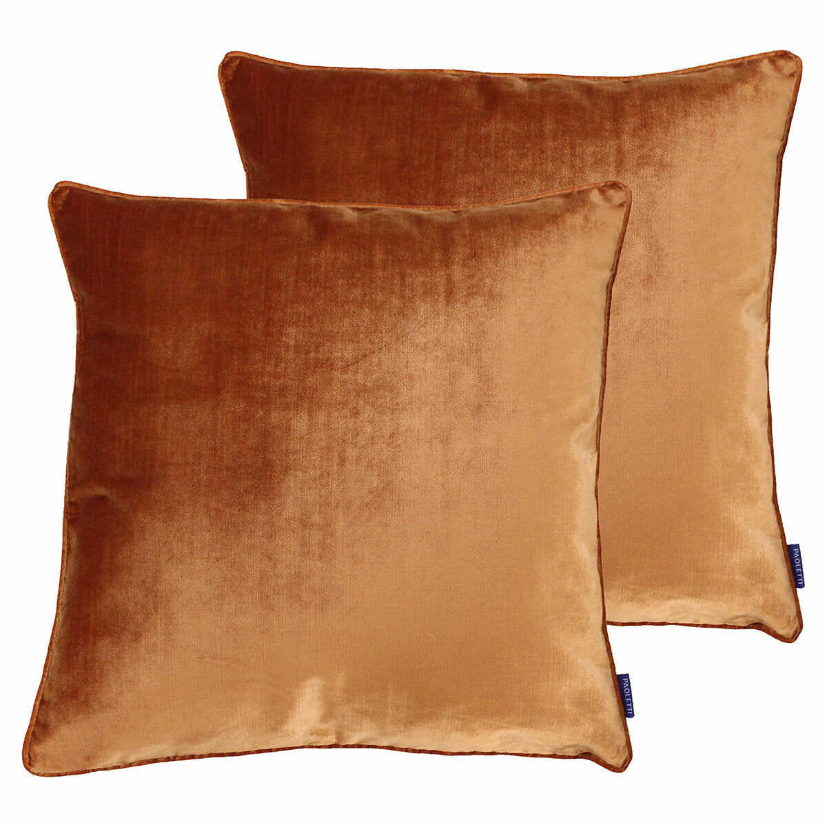 Paoletti rust velvet cushion set 2 pack 55x55 cm (British brand)