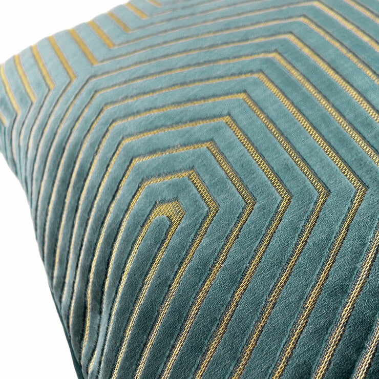 Paoletti Evoke blue velvet cushion 45x45 cm, imported from the UK