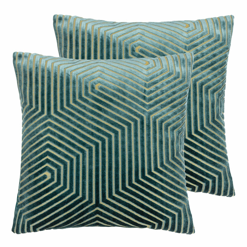 Paoletti Evoke blue velvet cushion 45x45 cm, imported from the UK