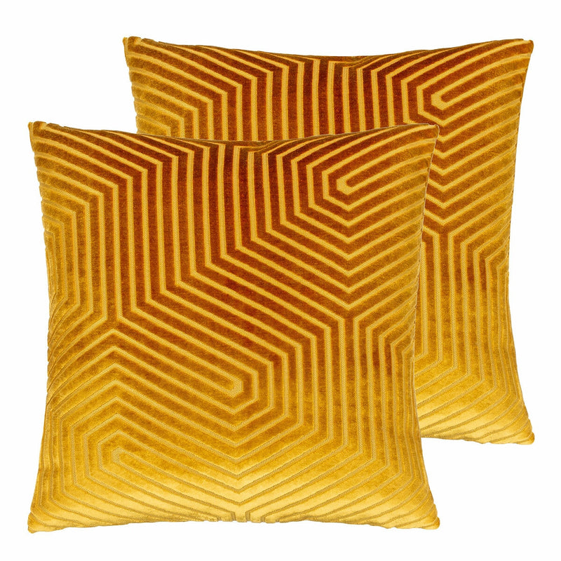 Paoletti Evoke gold velvet cushion 2 pack 45x45cm, imported from the UK