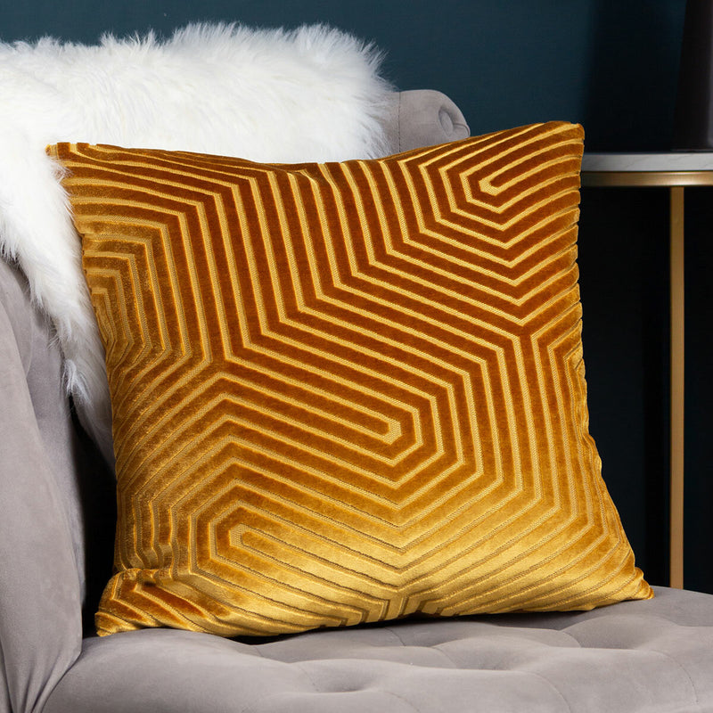 Paoletti Evoke gold velvet cushion 2 pack 45x45cm, imported from the UK