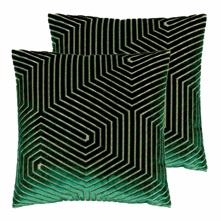 Paoletti Evoke green velvet cushion 45x45 cm, imported from the UK