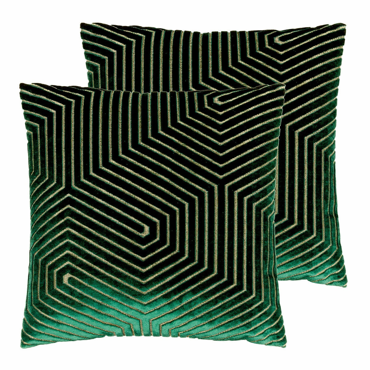 Paoletti Evoke green velvet cushion 45x45 cm, imported from the UK