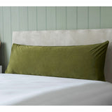 Belledorm olive velvet bolster cushion 43x120cm - British product