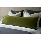 Belledorm olive velvet bolster cushion 43x120cm - British product