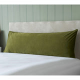Belledorm olive velvet bolster cushion 43x120cm - British product