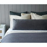 Belledorm dark grey velvet bolster cushion 43 x 120 cm (British brand)