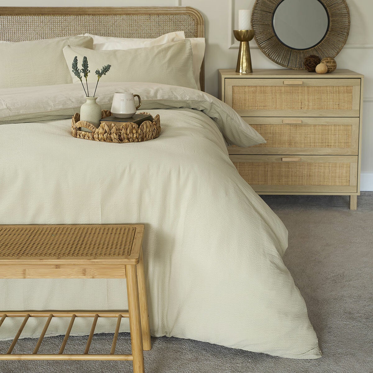 Belledorm Avantika Natural cotton bedding set Super King - British product
