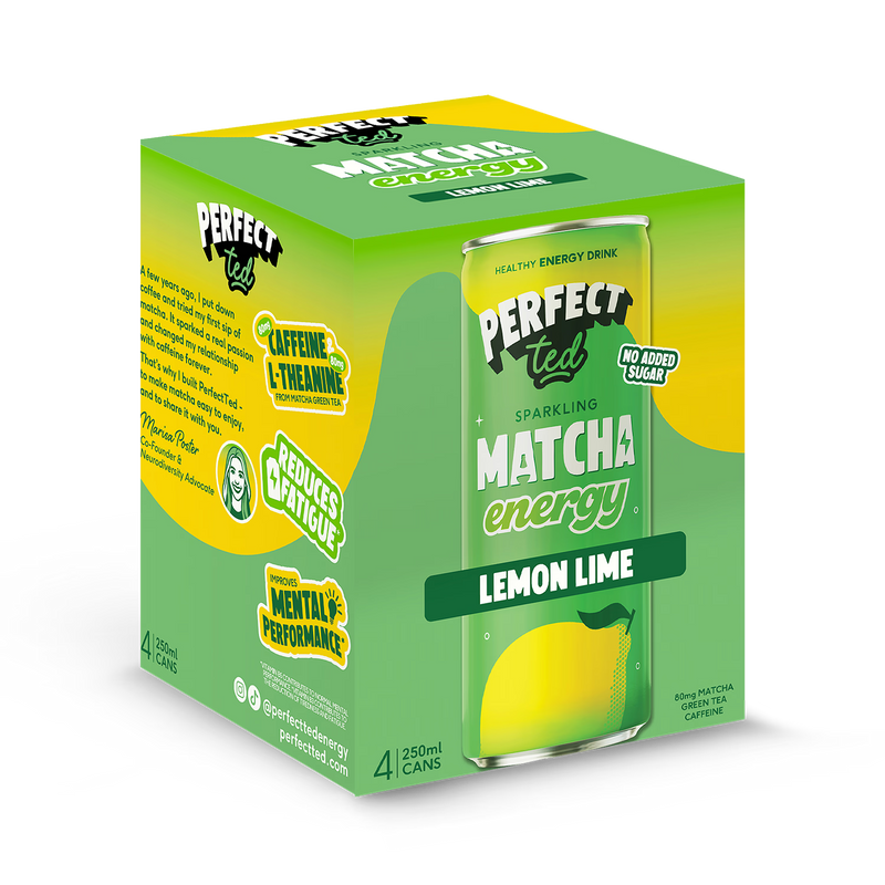 PerfectTed matcha energy drink Lemon & Lime 4 x 250ml (British brand)