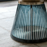 Gallery Seville blue coffee table marble top glass base (British brand)