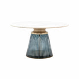 Gallery Seville blue coffee table marble top glass base (British brand)