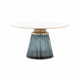 Gallery Seville blue coffee table marble top glass base (British brand)