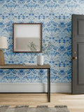 Morris & Co blue Strawberry Thief wallpaper 10.05m, imported from the UK