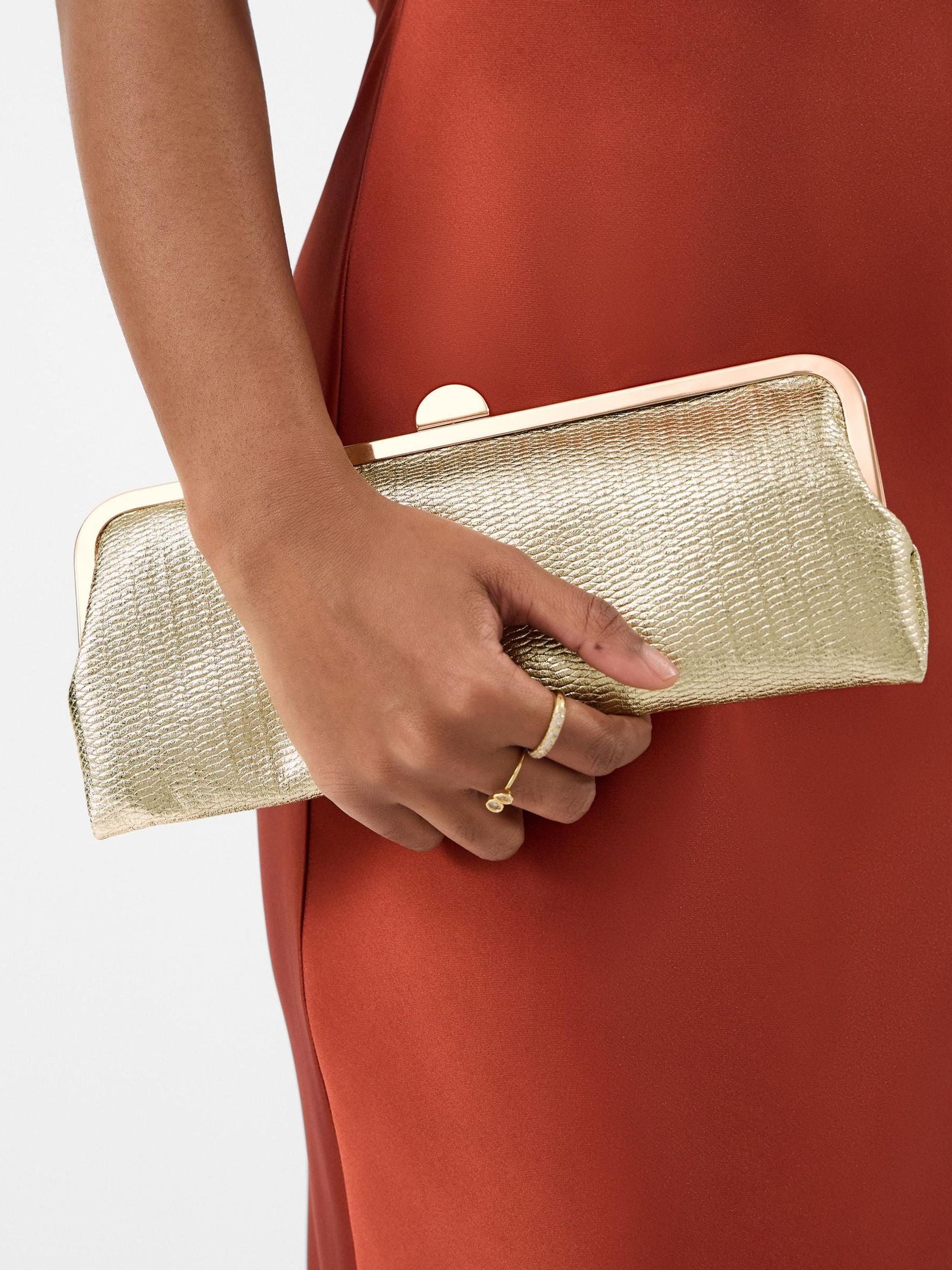 Accessorize gold clip frame clutch bag, UK version