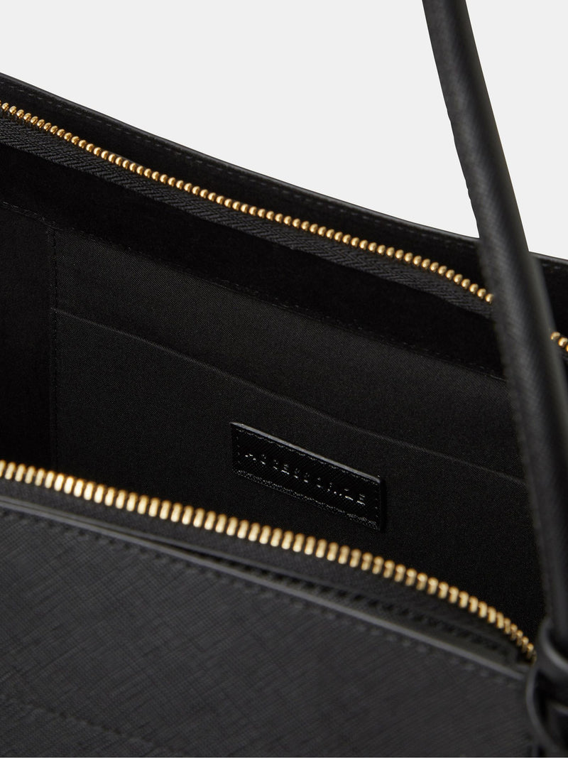 Accessorize black faux suede tote bag with gold padlock charm, UK version