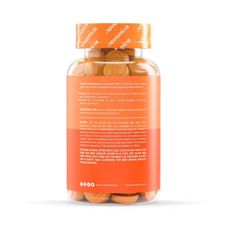 Novomins turmeric lemon gummies 60 count, imported from the UK