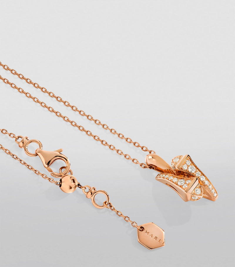 Marli New York Cleo pendant necklace in rose gold with diamonds (British brand)