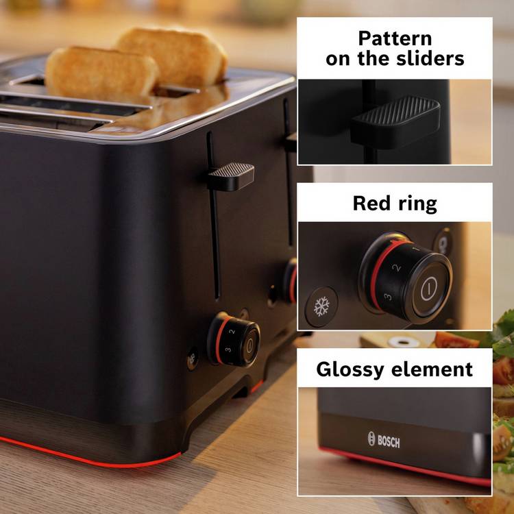 Bosch TAT3M143GB 4 slice toaster black - British product