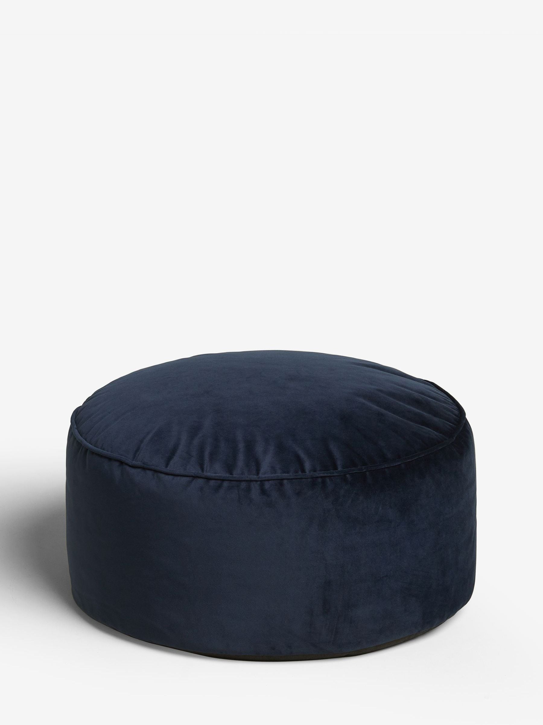 Navy Blue Velvet pouffe footrest - British product