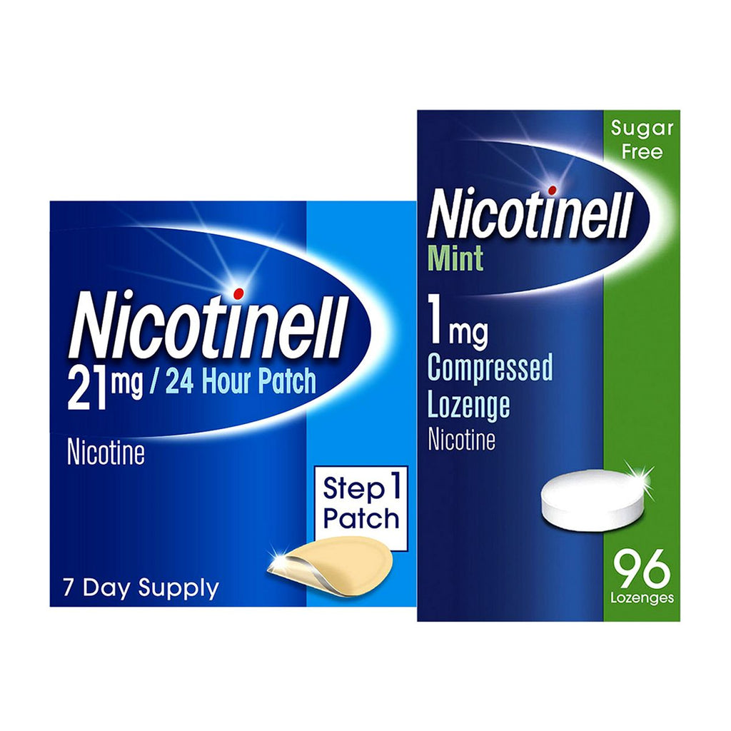 Nicotinell Mint Lozenge 1 mg 96 Pieces & Step 1 21 mg Patch Bundle