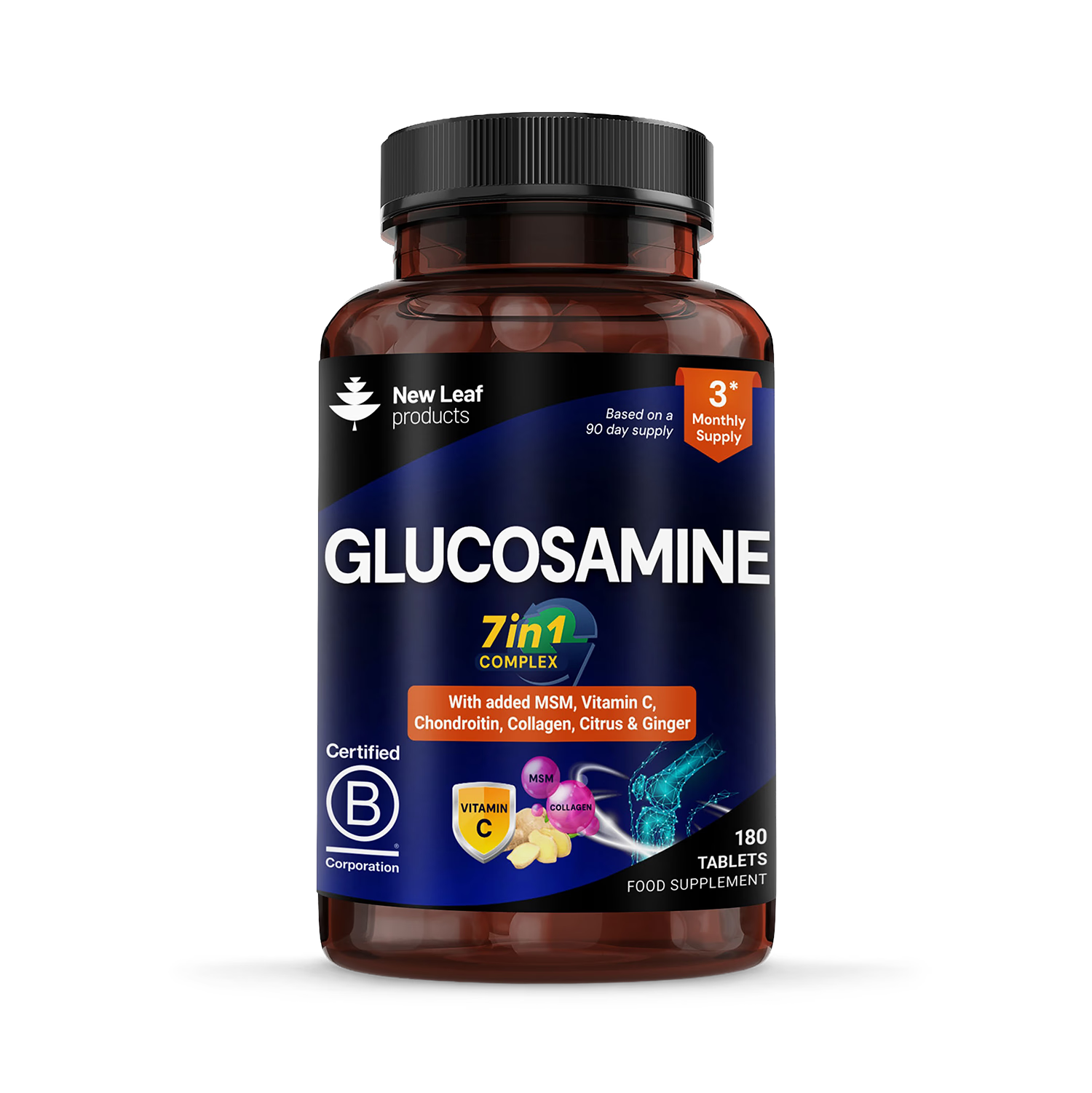 New Leaf Glucosamine 7In1 Complex Tablets 180 - British product
