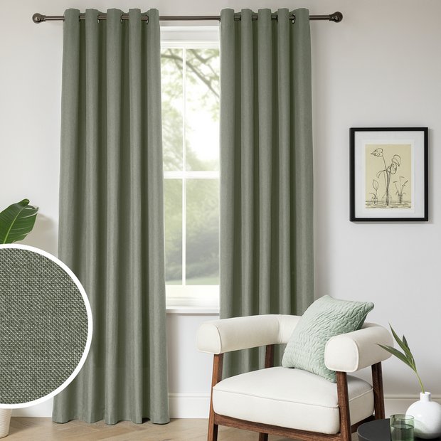 Habitat blackout eyelet curtains green 117x137cm, imported from the UK