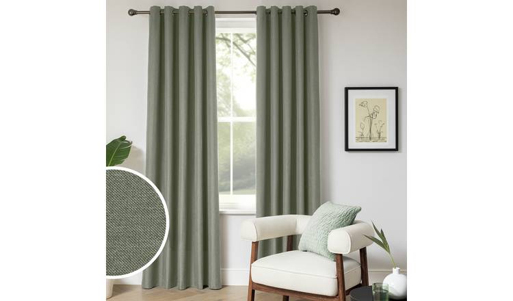 Habitat blackout eyelet curtains green 117x137cm, imported from the UK