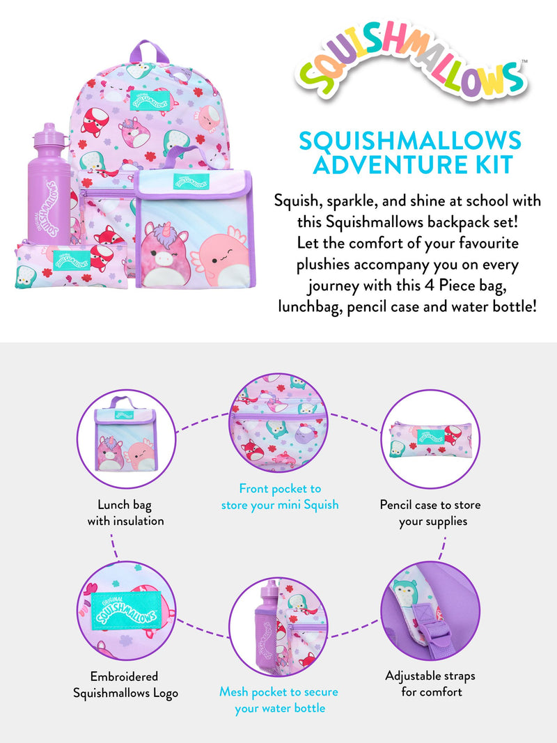 Squishmallows purple 4-piece backpack set - British product
