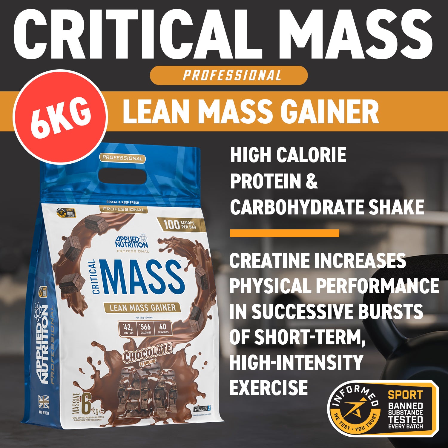 Applied Nutrition mass gainer chocolate 6kg - British product